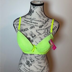 Sophid Neon Green Lace Bra 36 DD‎ Black